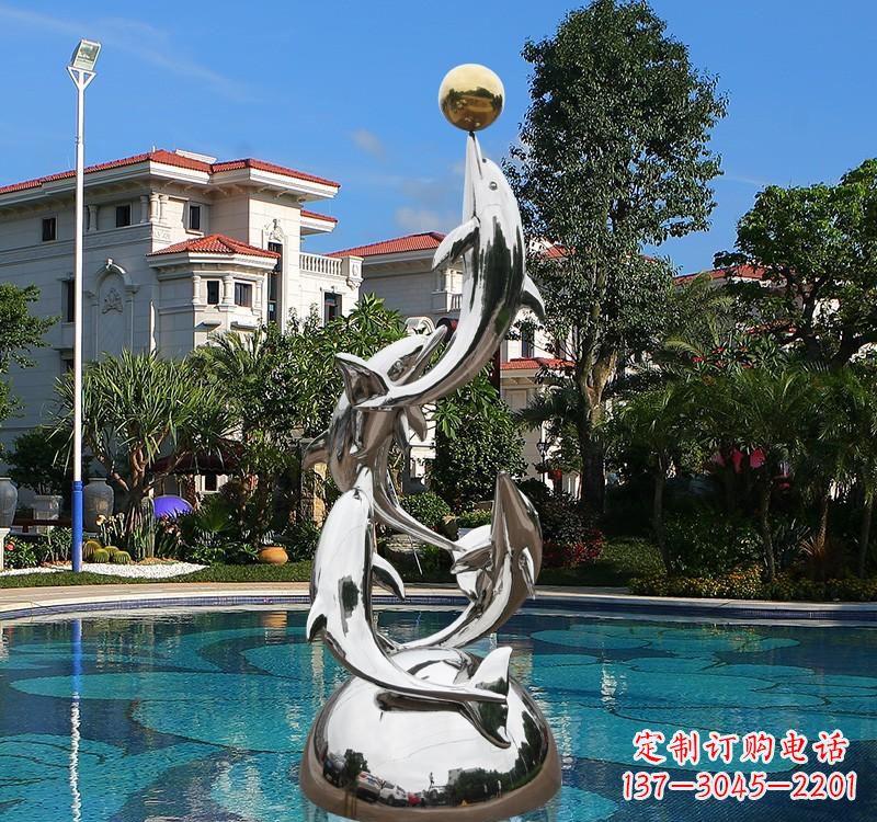 潍坊不锈钢别墅海豚雕塑