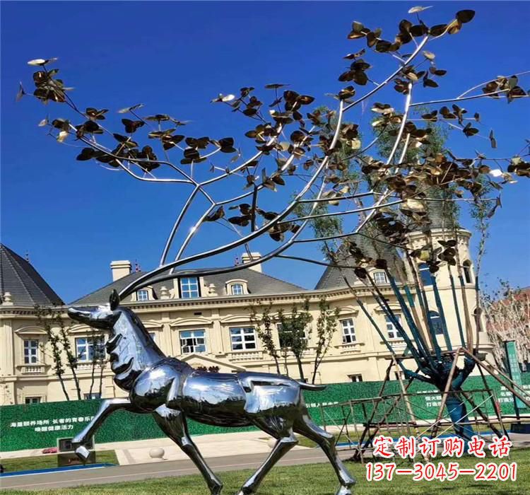 潍坊不锈钢别墅梅花鹿雕塑