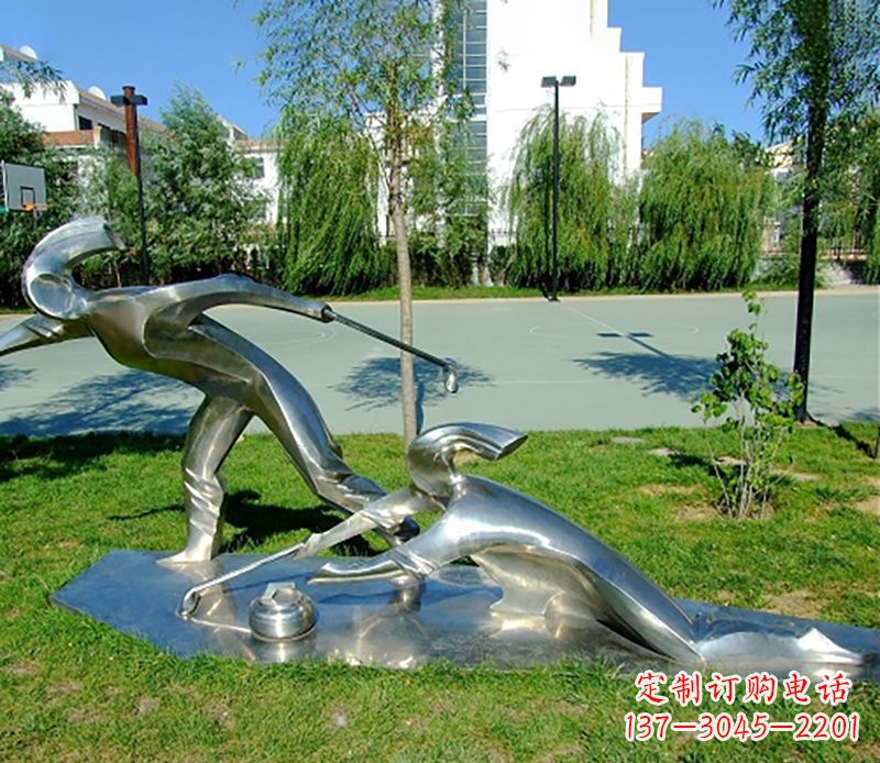 潍坊不锈钢冰壶雕塑 (2)