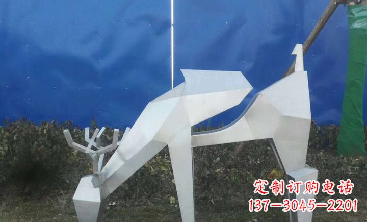 潍坊不锈钢不规则梅花鹿公园景观雕塑