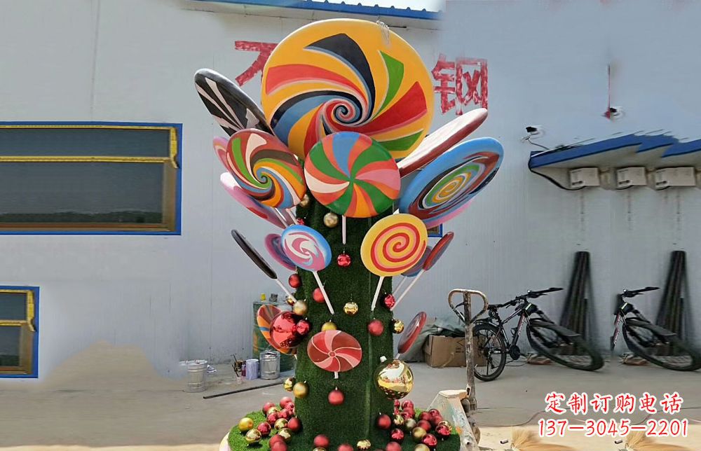 潍坊不锈钢彩色棒棒糖雕塑艺术与景观的完美结合