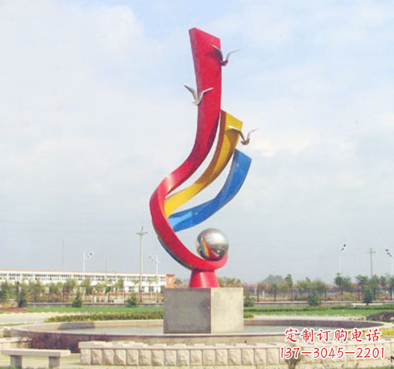 潍坊不锈钢彩色抽象海鸥海浪雕塑