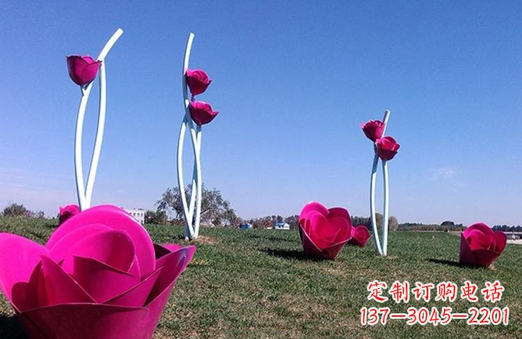 潍坊不锈钢彩色玫瑰花雕塑