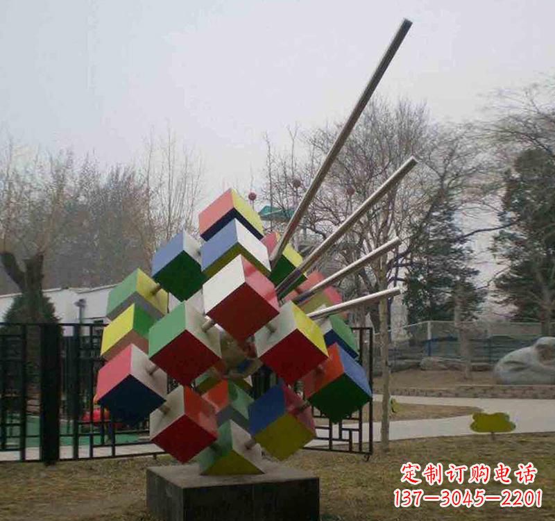 潍坊不锈钢彩色魔方雕塑