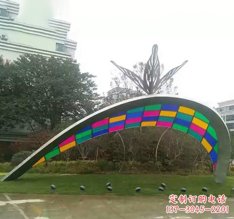 潍坊不锈钢彩色拼接拱门雕塑