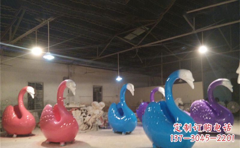 潍坊不锈钢彩色天鹅动物雕塑