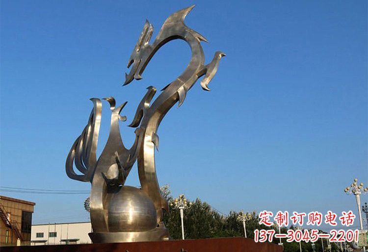 潍坊不锈钢城市抽象龙凤雕塑