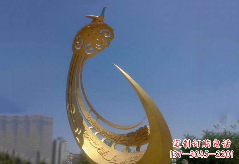潍坊不锈钢城市大型抽象创意凤凰雕塑