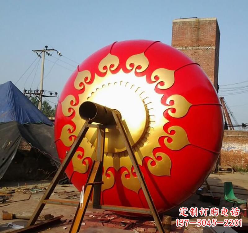 潍坊不锈钢城市红色灯笼雕塑灯笼象征着繁荣