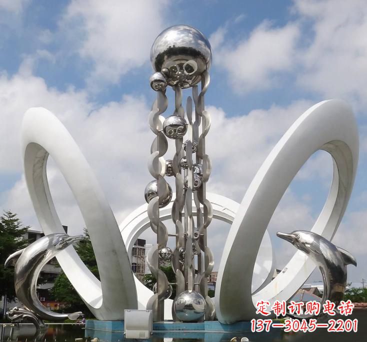 潍坊不锈钢城市艺术海豚雕塑