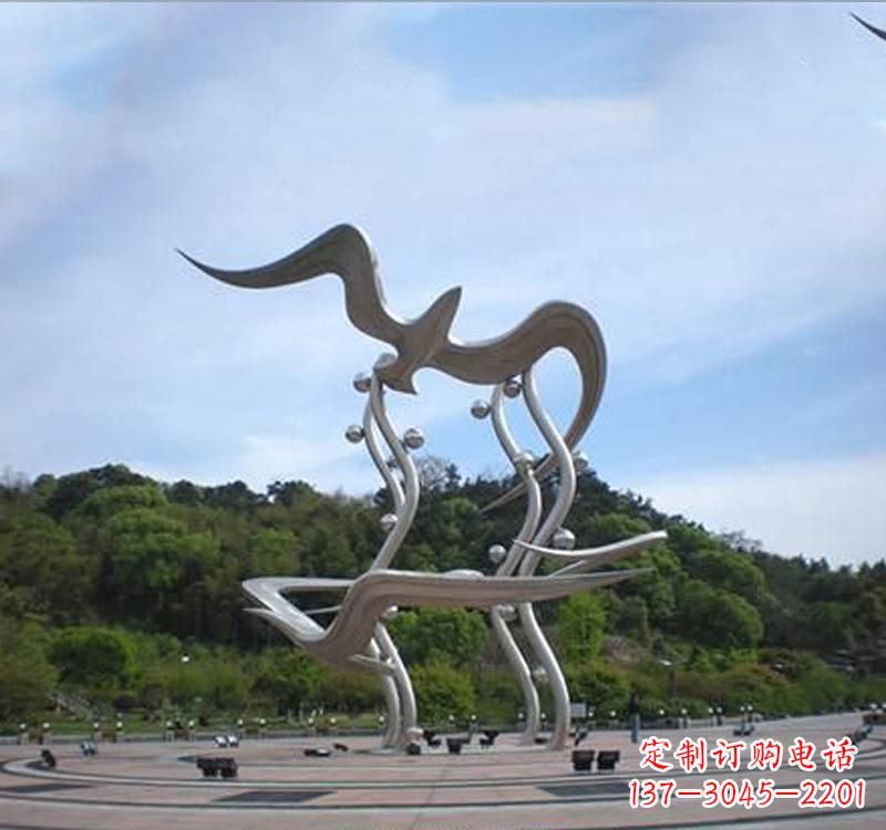 潍坊不锈钢城市圆环大雁雕塑