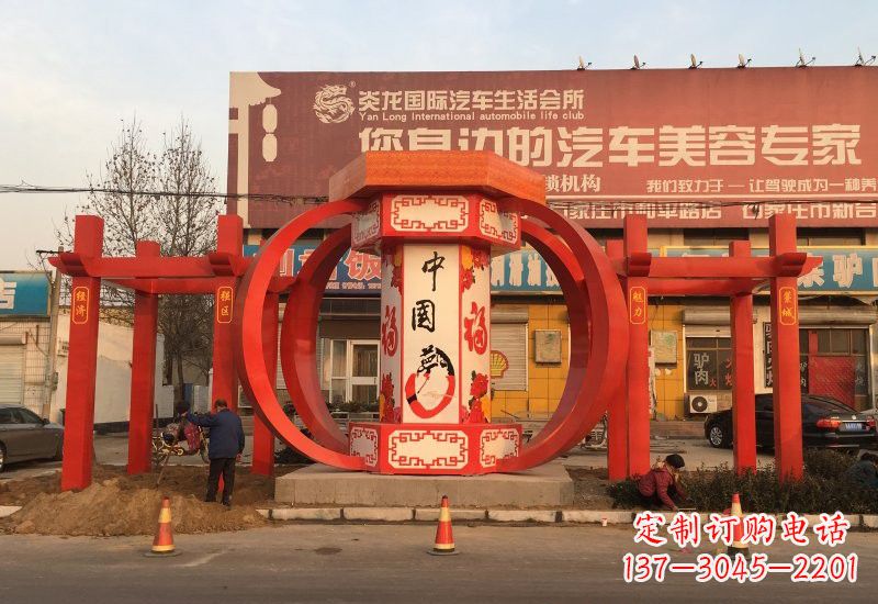 潍坊不锈钢城市中国梦灯笼雕塑