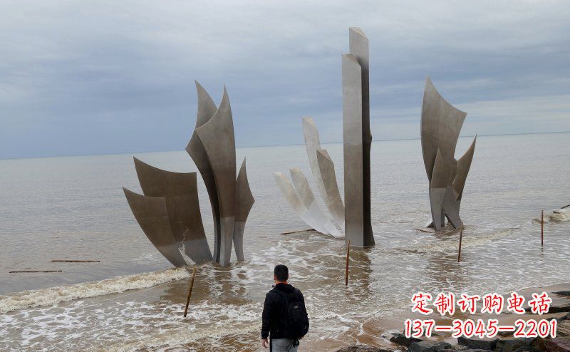 潍坊不锈钢抽象船帆海边景观雕塑