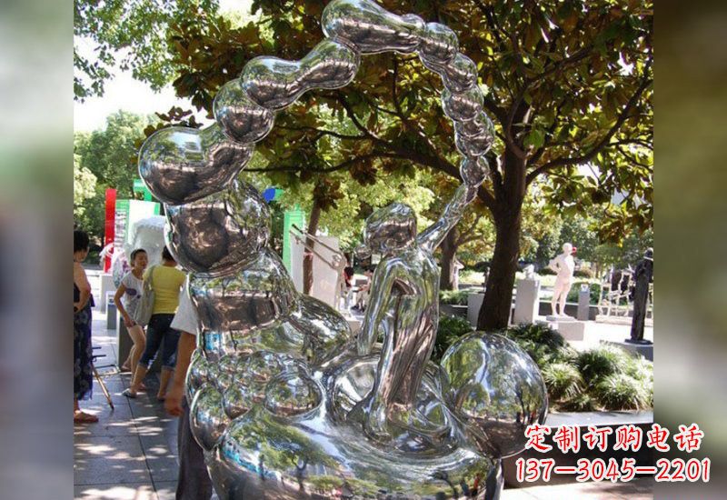 潍坊不锈钢抽象吹泡泡的儿童雕塑