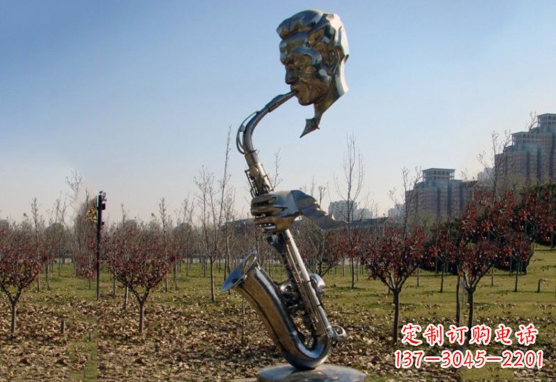潍坊不锈钢抽象吹萨克斯人物雕塑