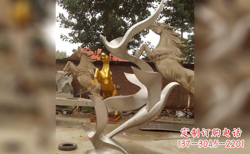 潍坊不锈钢抽象大雁鸽子雕塑 (2)