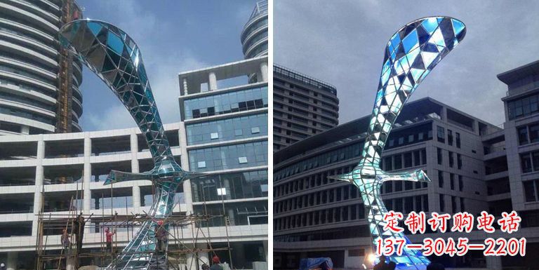 潍坊不锈钢抽象大雁景观雕塑