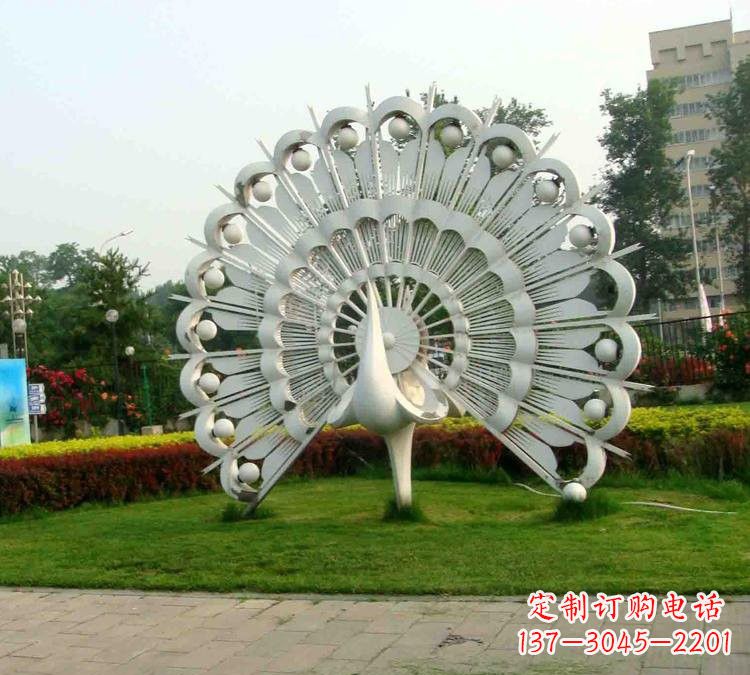 潍坊不锈钢抽象动物孔雀雕塑