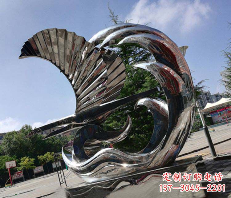 潍坊不锈钢抽象帆船雕塑1