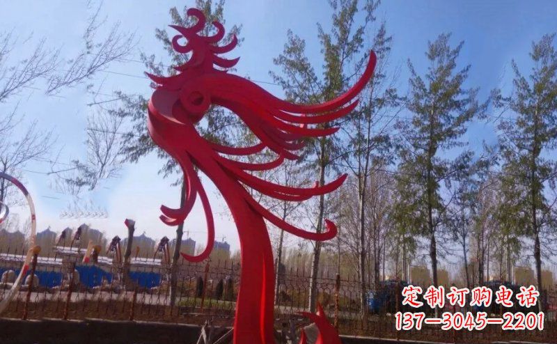 潍坊不锈钢抽象凤凰雕塑 (2)