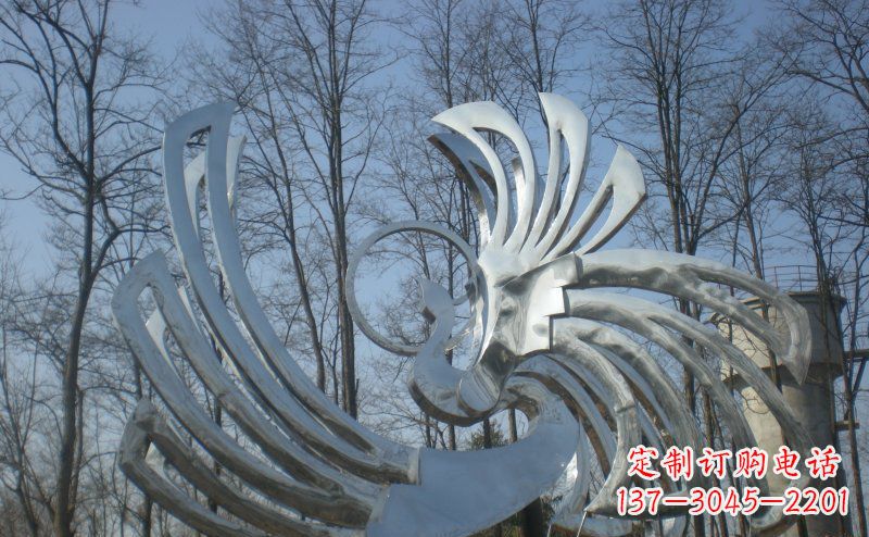 潍坊不锈钢抽象凤凰雕塑 (4)