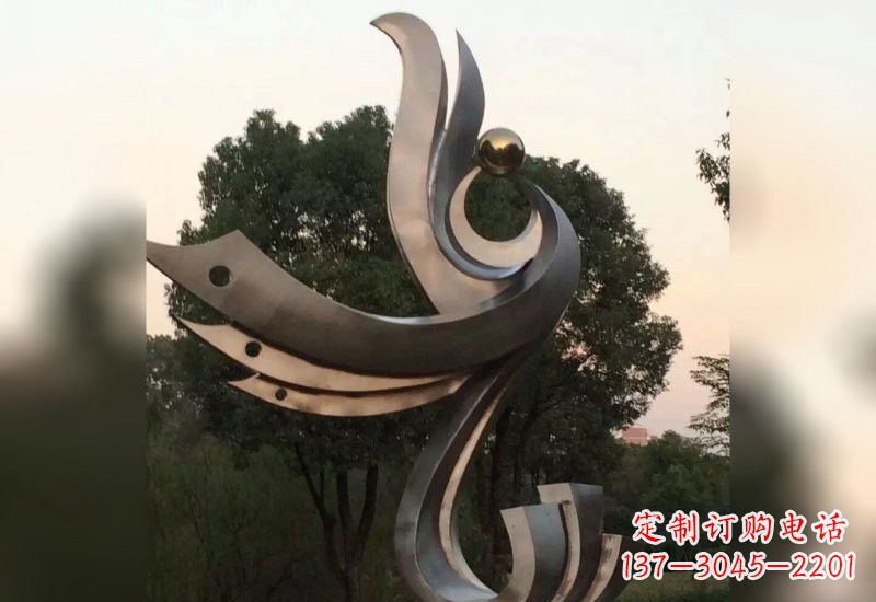 潍坊不锈钢抽象凤凰雕塑2