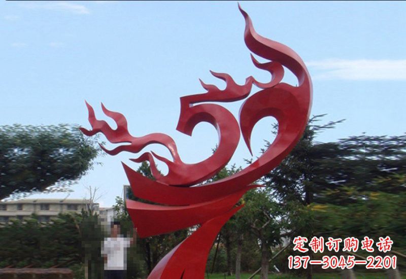 潍坊不锈钢抽象凤凰涅槃景观雕塑