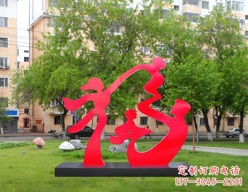 潍坊不锈钢抽象福字人物雕塑