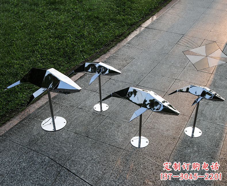 潍坊不锈钢抽象几何海豚雕塑1