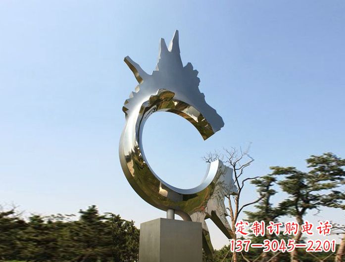 潍坊不锈钢抽象龙头雕塑