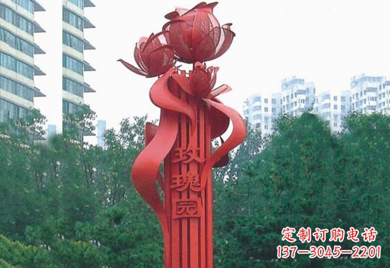 潍坊不锈钢抽象玫瑰花雕塑