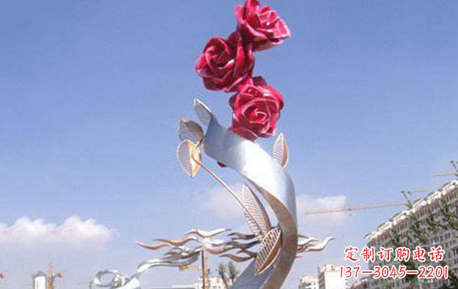 潍坊不锈钢抽象玫瑰花景观雕塑