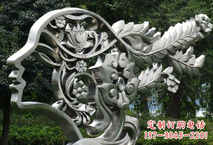 潍坊不锈钢抽象美女轮廓雕塑