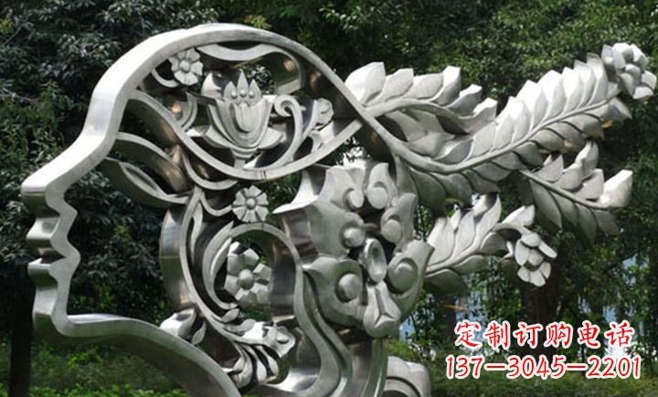 潍坊不锈钢抽象美女头像雕塑
