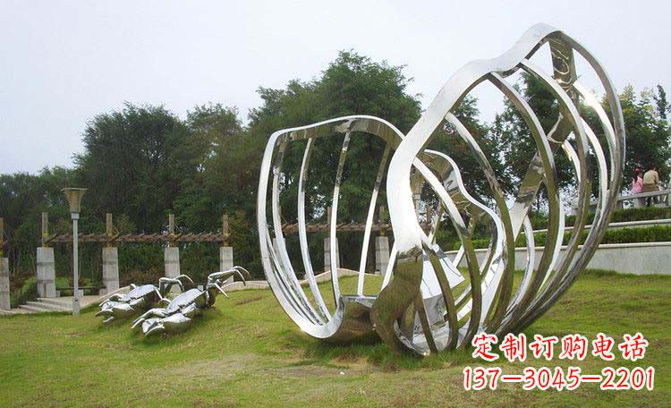 潍坊不锈钢抽象螃蟹贝壳雕塑