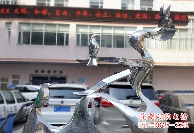 潍坊不锈钢抽象人物和平鸽雕塑