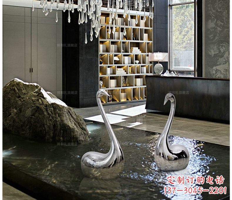 潍坊不锈钢抽象天鹅摆件雕塑