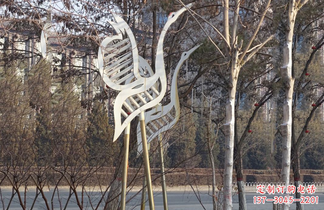 潍坊不锈钢抽象仙鹤雕塑 (2)