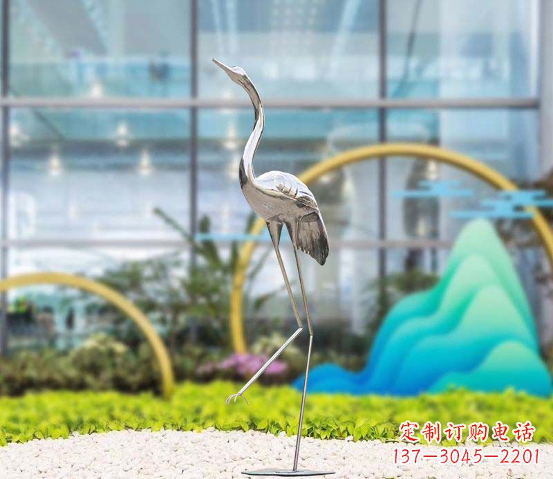 潍坊不锈钢抽象仙鹤雕塑1