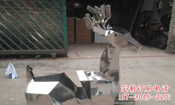 潍坊不锈钢抽象小鹿雕塑 (2)