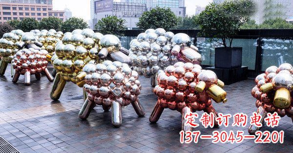 潍坊不锈钢抽象小羊肖恩动物广场雕塑
