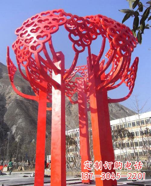 潍坊不锈钢抽象心形树叶大树雕塑