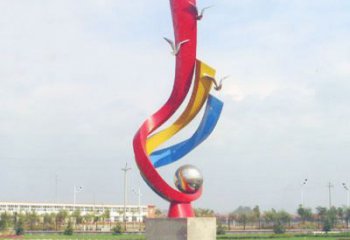 潍坊不锈钢彩色海鸥海浪雕塑——美丽传承