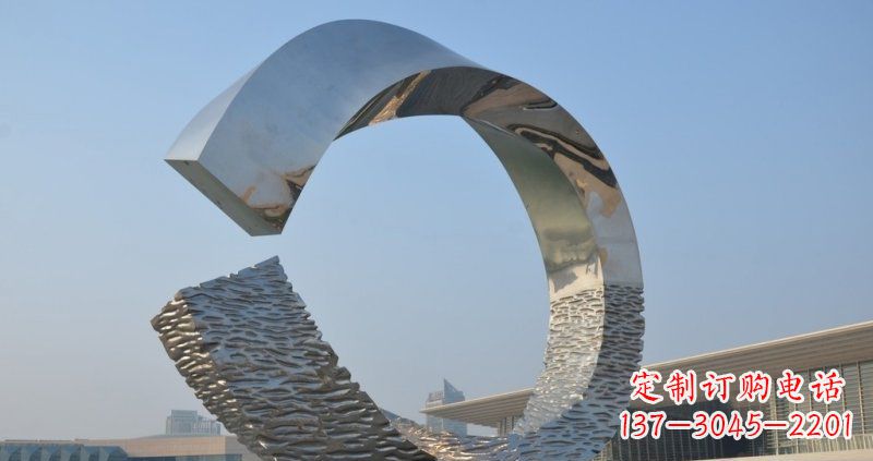 潍坊不锈钢抽象圆环广场景观雕塑