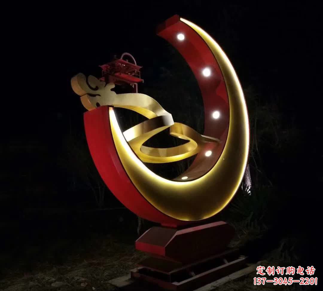 潍坊不锈钢抽象月亮雕塑 1