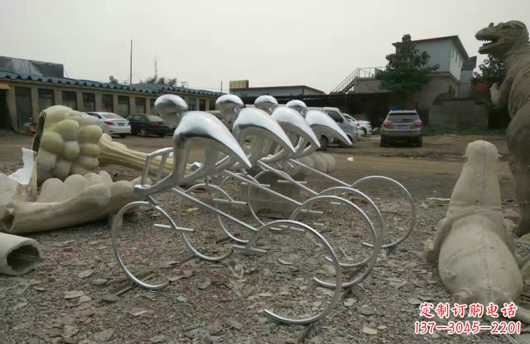 潍坊不锈钢抽象自行车人物雕塑