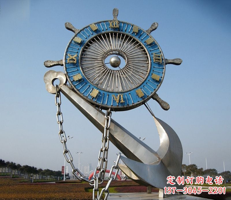 潍坊不锈钢船舵雕塑 广场