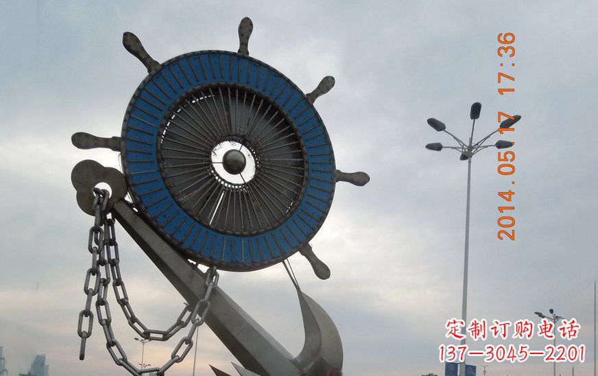 潍坊不锈钢船舵景观雕塑