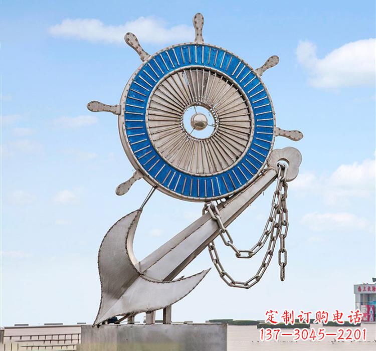 潍坊不锈钢船舵雕塑2