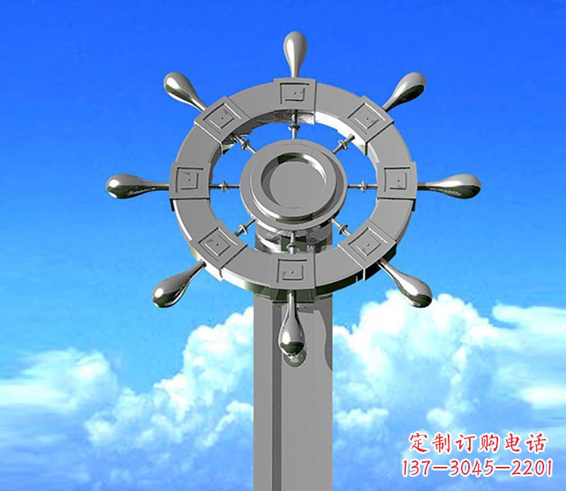 潍坊不锈钢船舵雕塑